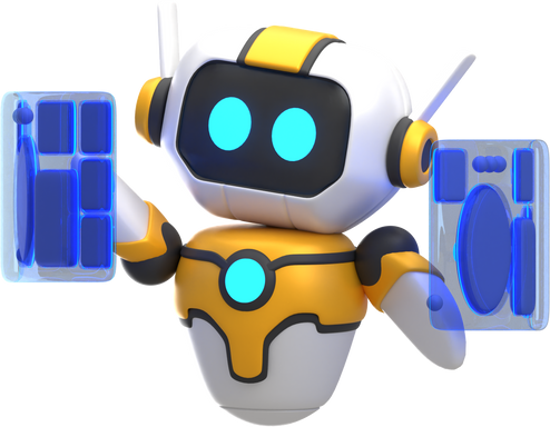 3D Robot with Virtual Screen Illustration
