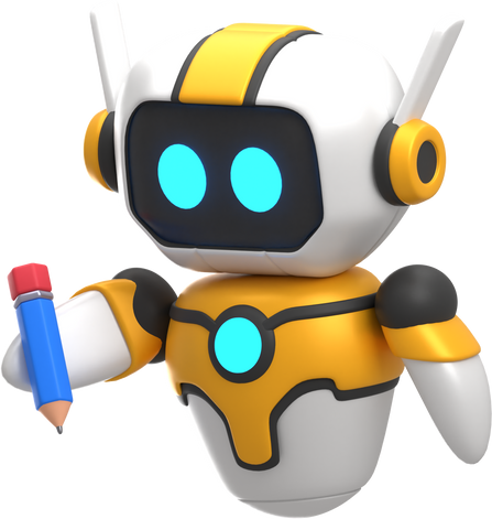 3D Robot Writing with Pencil Illustration